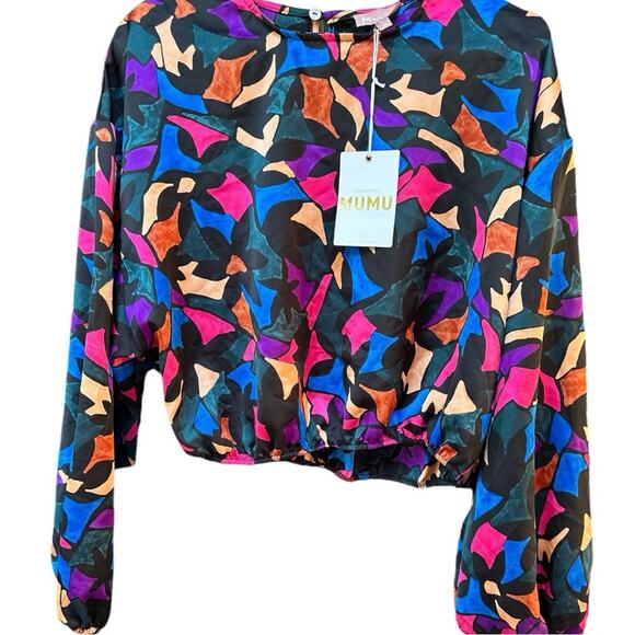 NWT Show me your MUMU Good Times Top Mosaic Magic Luxe Setin Size Large - Picture 2 of 7